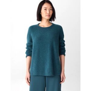 EILEEN FISHER Cashmere Silk Boucle Bliss Crew Neck Sweater Boxy Oversized XS